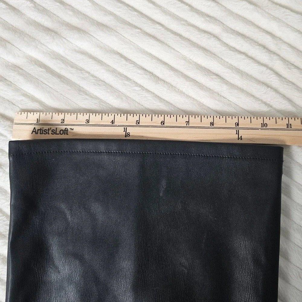 Free People Womens Glow Up Vegan Flare Pants 10 Black Faux Leather Boho Edgy